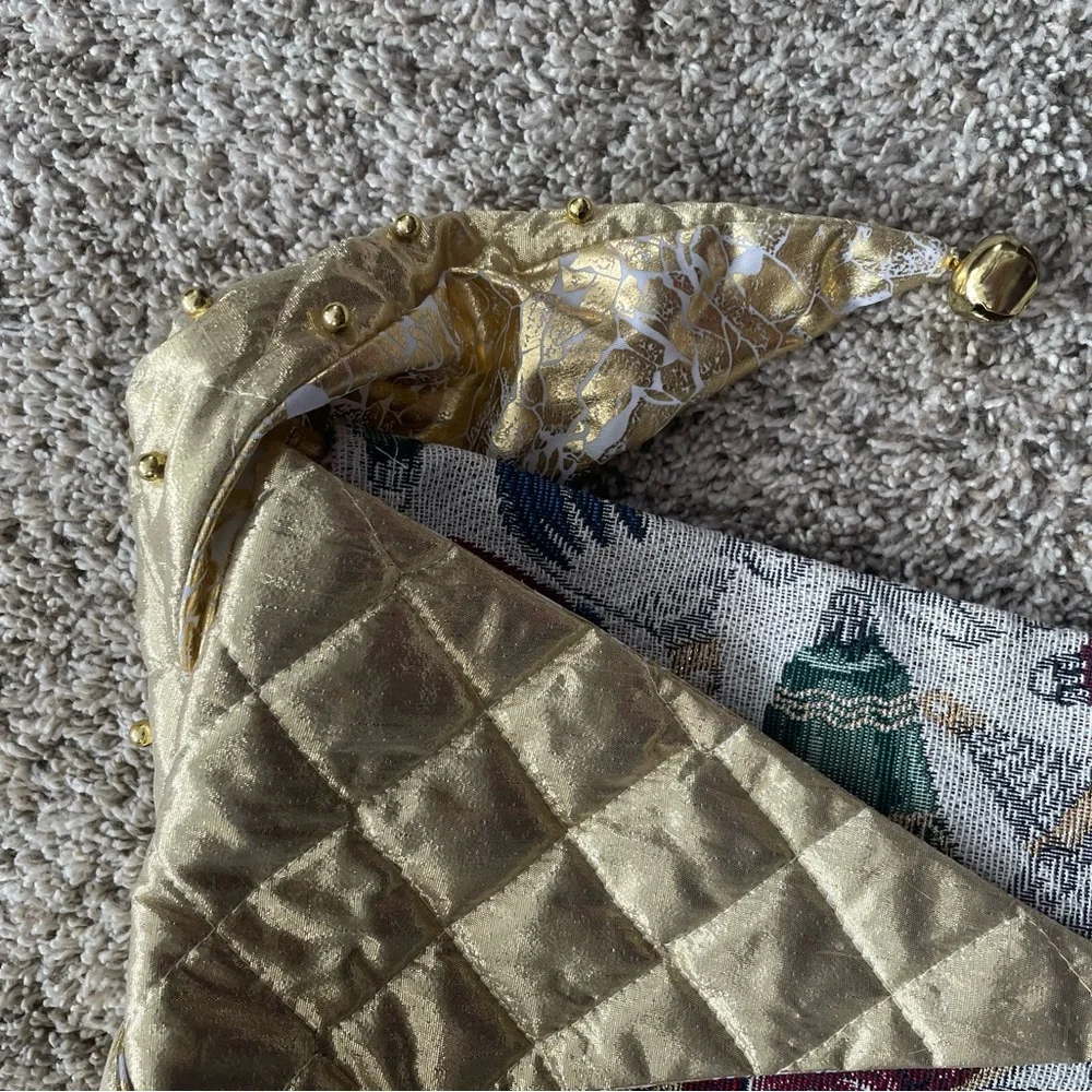 Festive Holiday Stocking with Gold Accents